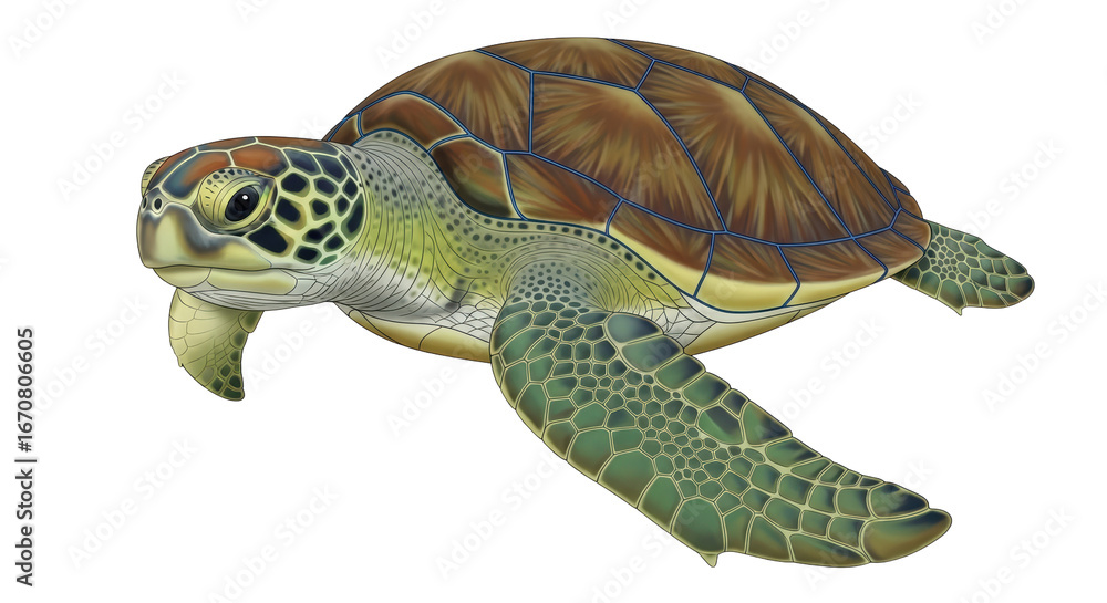 Fototapeta premium Isolated Green Sea Turtle