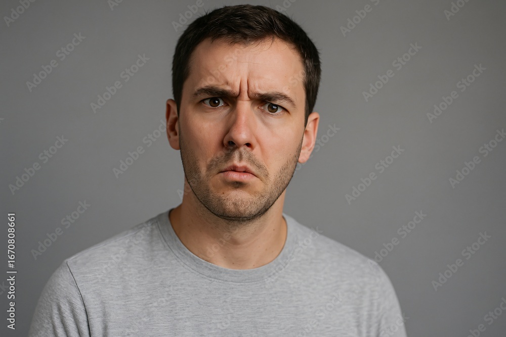 Fototapeta premium Skeptical Expression - Caucasian Male Close-Up Portrait