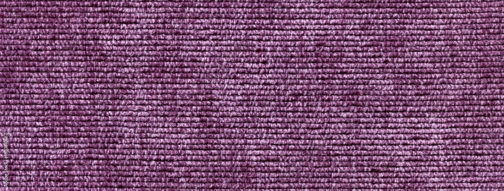 Fototapeta premium Purple textured velvet fabric background with ribbed corduroy pattern. Soft violet fluffy velour textile macro
