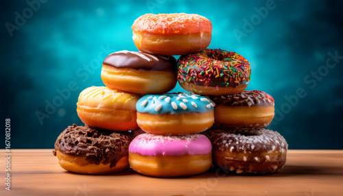 a towering stack of colorful mouthwatering donuts long title a decadent arrangement of assorted