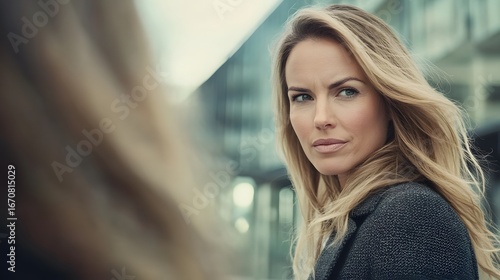 Confident Woman City Background Portrait Photo