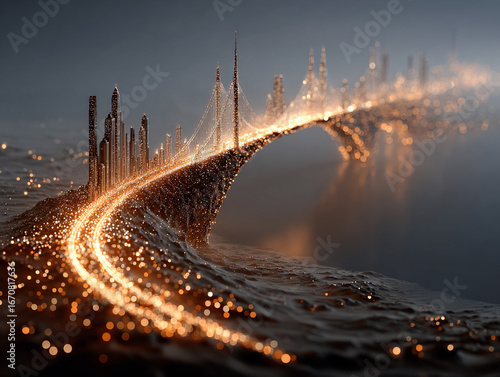 3D illustration of tourism bridge between continents (UAE–Africa Summit October 2025)