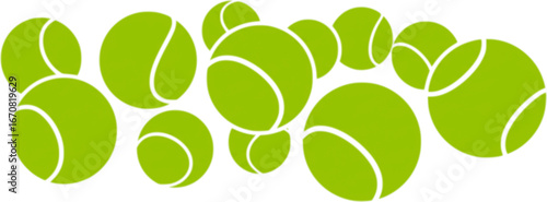 Vector green tennis ball collection Isolated on white background.
