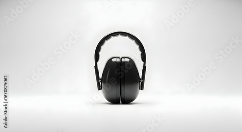Cuadro en lienzo Black noise cancelling headphones soundproof earmuffs ear protection safety head