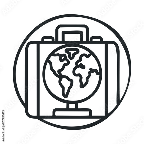Travel and exploration concept with suitcase and globe symbol