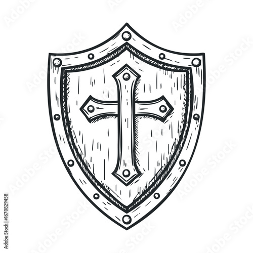 Classic shield design with cross symbol for medieval themes