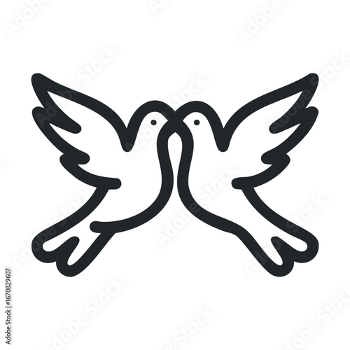 Two doves symbolizing love and peace for wedding or celebration