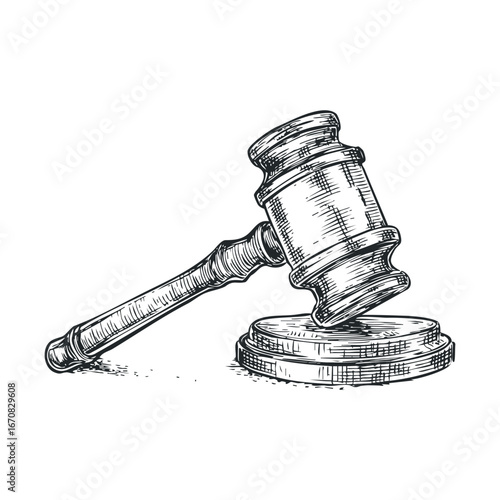 Court gavel resting on wooden block for legal decisions