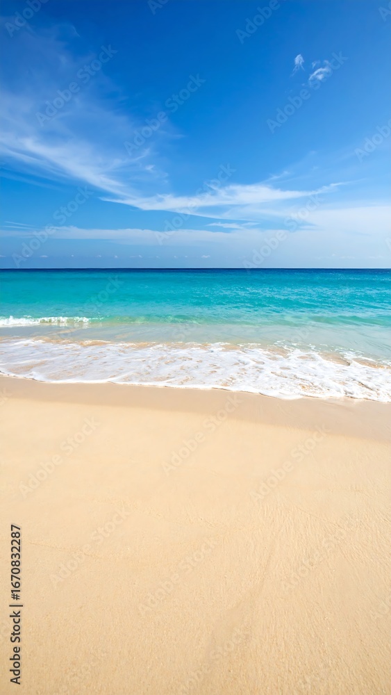 Fototapeta premium Tropical beach scene with clear sky