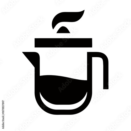 Minimalist tea pot icon set on transparent background