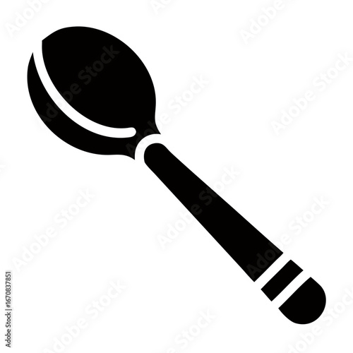 Black teaspoon icon on transparent background in minimalist style