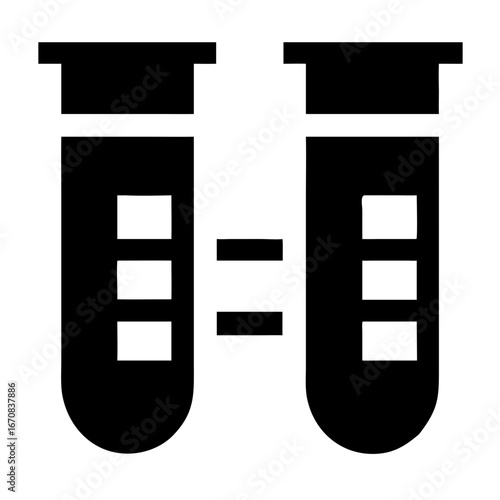 Set of black test tube icons on transparent background
