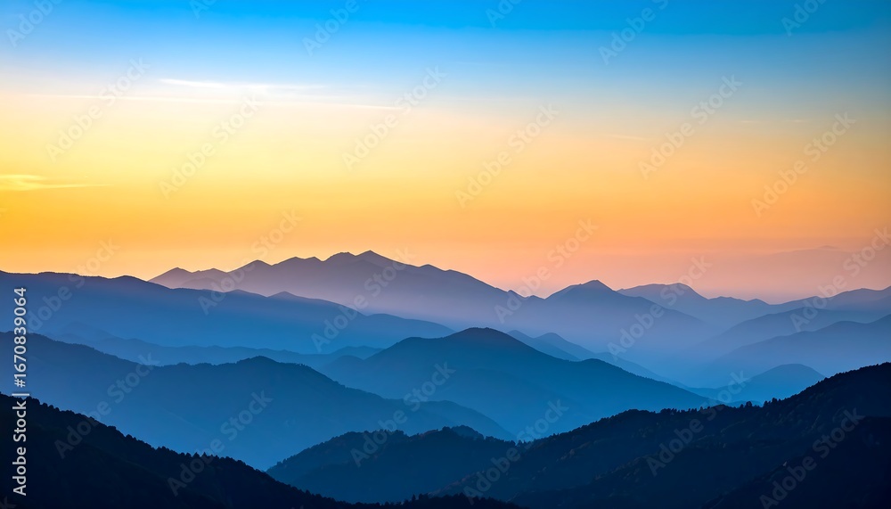 Obraz premium Sunset over layered mountains. (5)