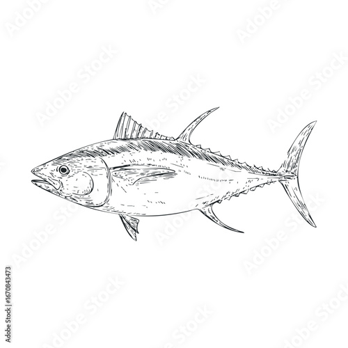 Understanding the anatomy of a tuna fish for educational purposes. Halloween vector illustration