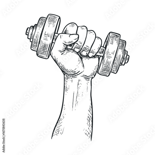 Strong hand lifting dumbbell for fitness training purpose. Halloween vector illustration