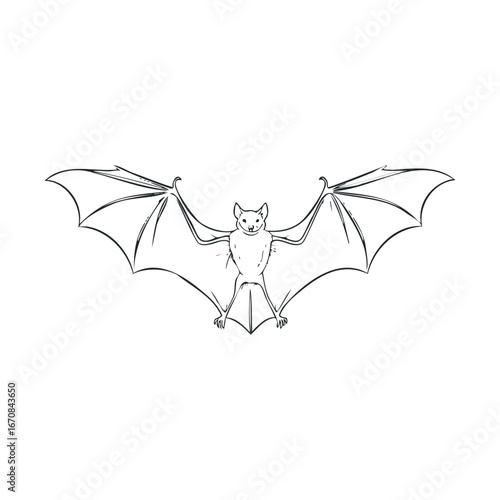 Bats in nature with wings spread open for exploration or study. Halloween vector illustration