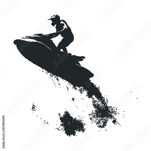Jet ski action in summer waves during water sports adventure. Halloween vector illustration