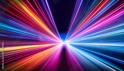 neon lights speed tunnel abstract bright burst of colors