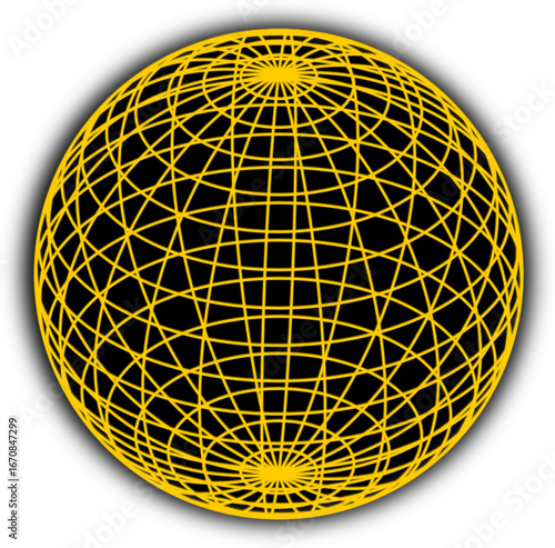 Wireframe Globe Digital Earth Grid