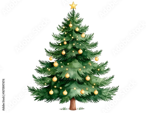 Watercolor Christmas tree illustration