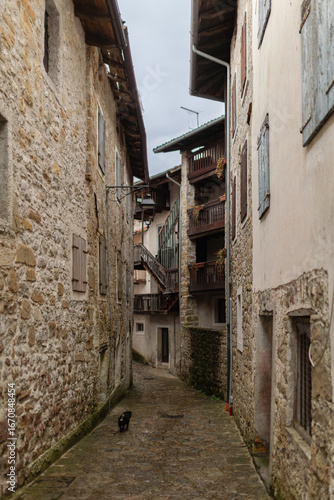 Poffabro, Pordenone province. The ancient houses and traditional architecture create a historic and picturesque atmosphere.