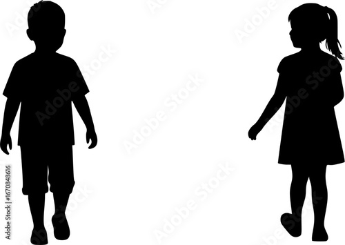Stylish silhouettes set of children
