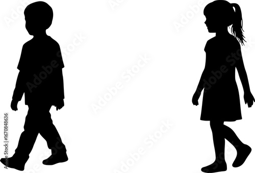 Stylish silhouettes set of children

