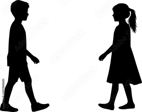 Stylish silhouettes set of children
