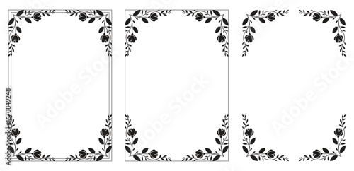 Decorative design set featuring flourish borders