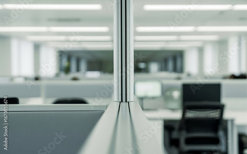 Modern office cubicles with natural light and minimalist design