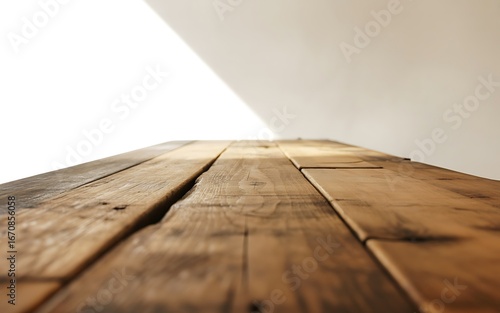 Close up view of old weathered wooden planks with a bright white background