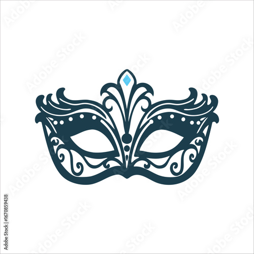Elegant Venetian Masquerade Mask Vector Illustration Carnaval Tenerife Cadiz Venetian style masquerade mask in solid black or metallic gold