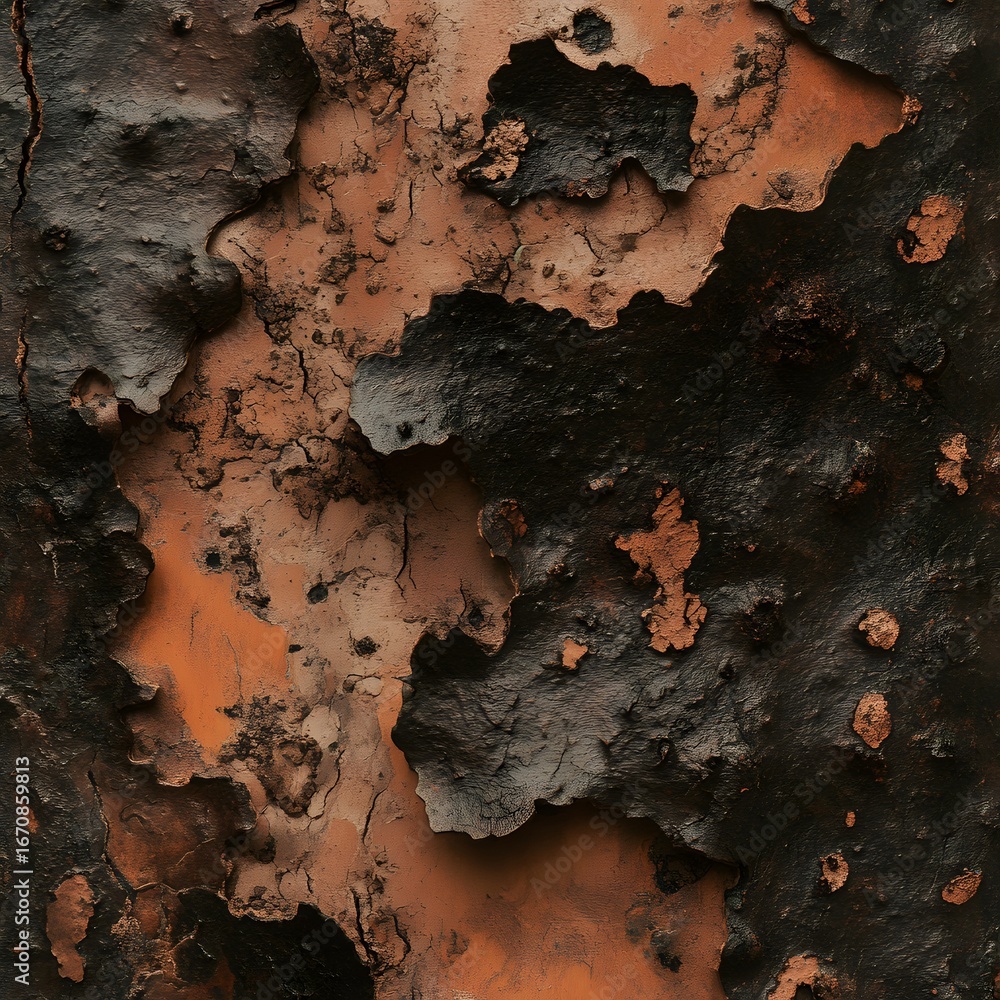 Fototapeta premium Abstract Dark Brown and Orange Peeling Paint Texture Background