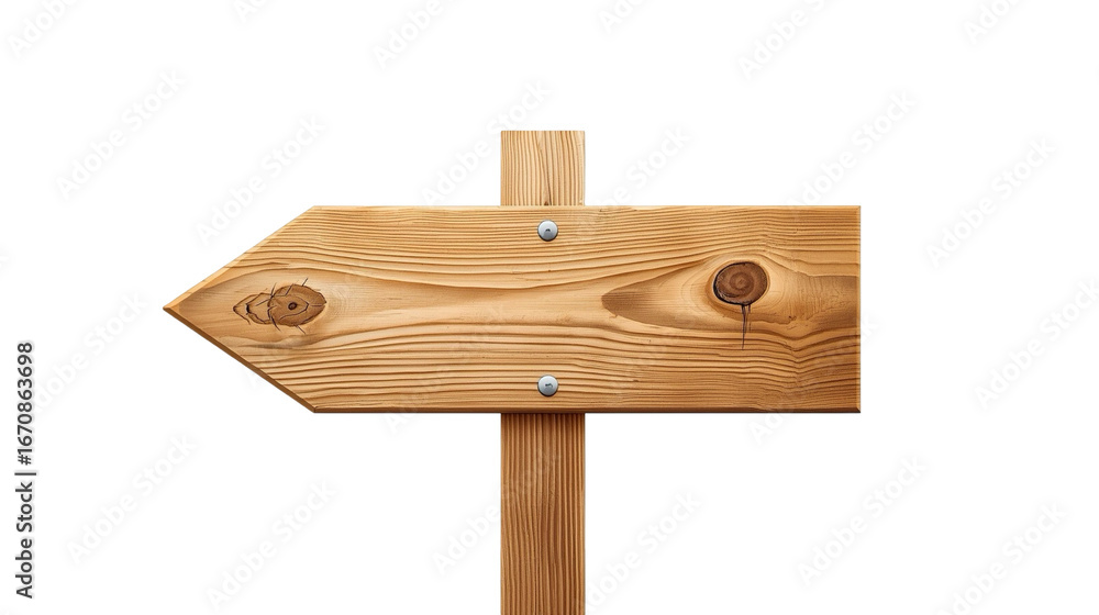 Fototapeta premium Realistic Wooden Arrow Signpost with Grain Details and Directional Guidance