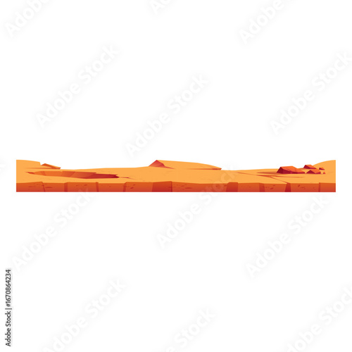 Cartoon desert landscape with rock formations isolated on a white background