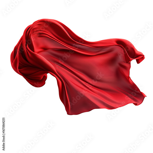 Abstract Red Fabric Drape, Flowing Silk Texture, Dynamic Movement, Elegant Design Element