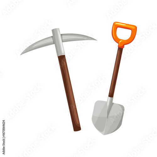 Robust Hand Tools Representing the Concept of Hard Work and Diligent Excavation