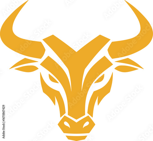 Geometric Golden Bull Head Emblem
