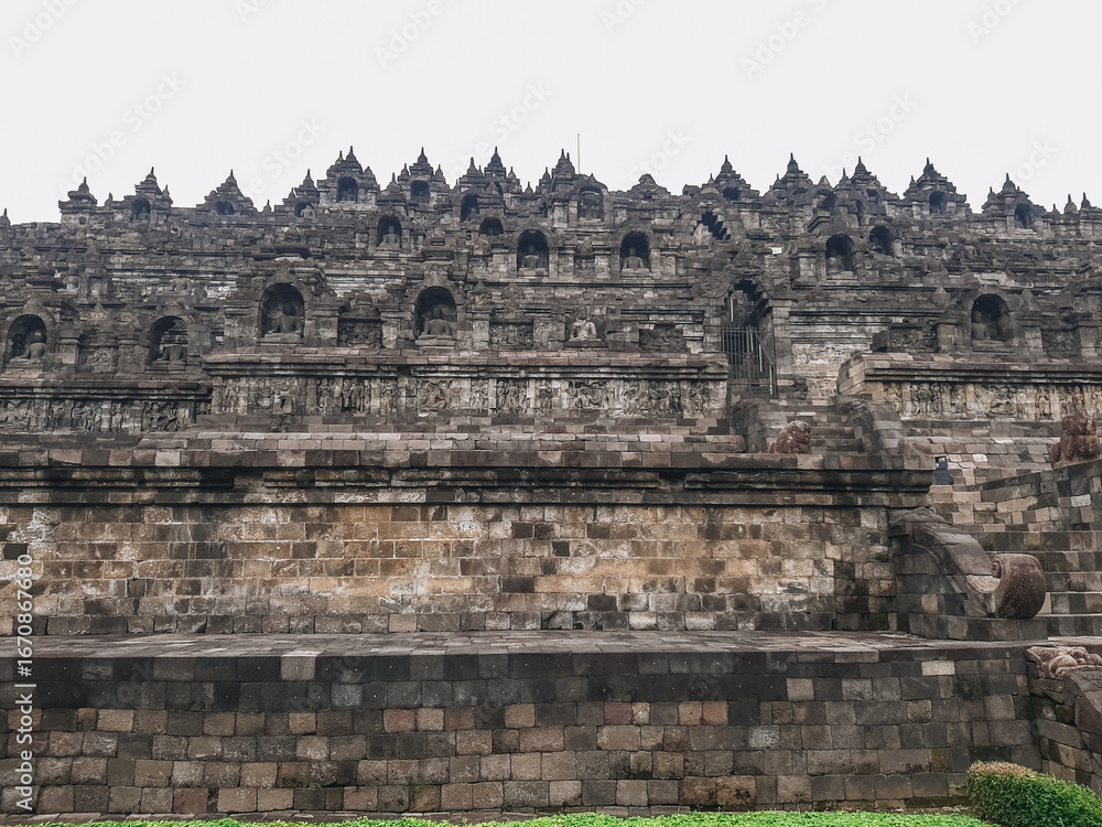 Fototapeta premium Borobudur is a 9th-century Mahayana Buddhist Temple in Magelang, Central Java, Indonesia