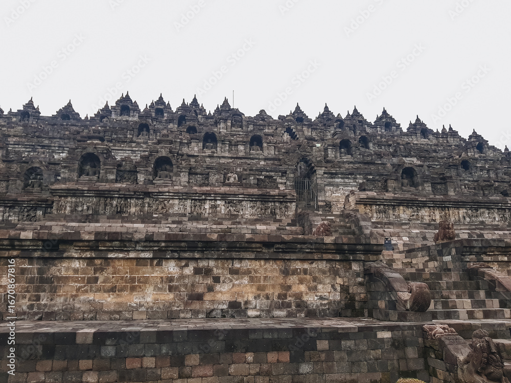 Fototapeta premium Borobudur is a 9th-century Mahayana Buddhist Temple in Magelang, Central Java, Indonesia