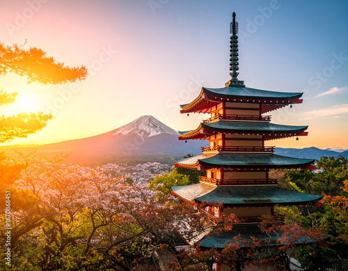 japanese temple in spring