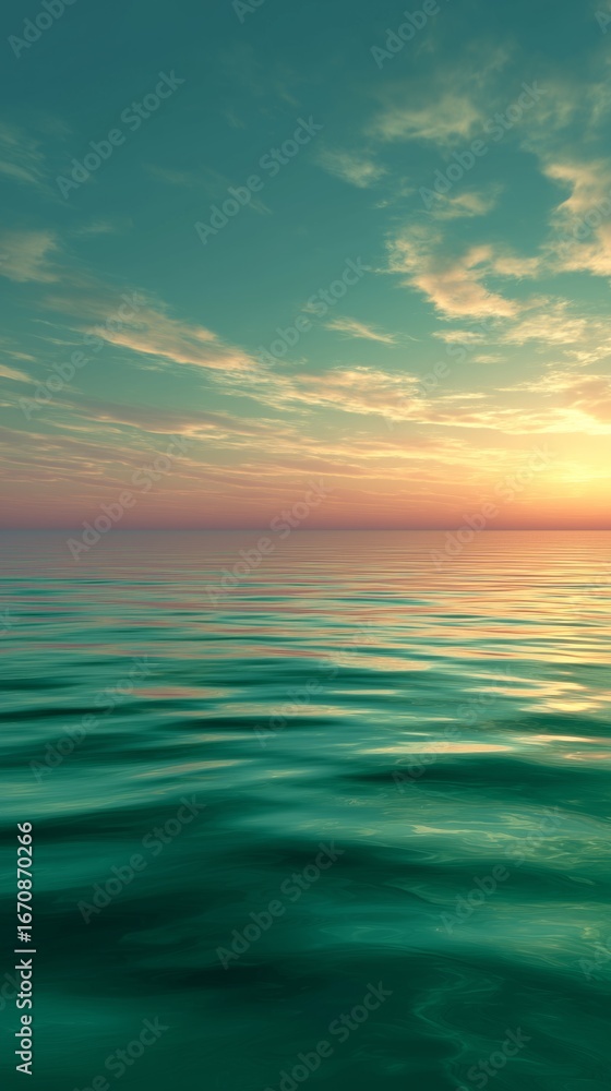 Naklejka premium emerald sea and sunset sky smooth gradient background with calm colors