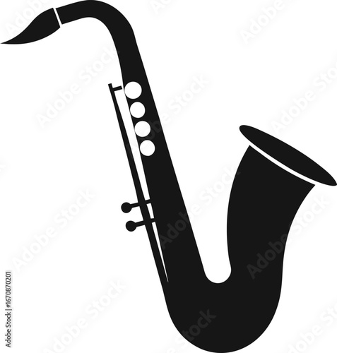 Saxophone Silhouette: A sleek, monochromatic image of a saxophone. The elegant instrument is a symbol of musicality and artistry, perfect for evoking rhythm, harmony.