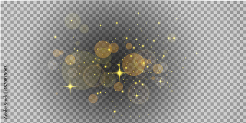 Golden sparkle dust glitter bokeh particles glowing bright shining festive transparent PNG