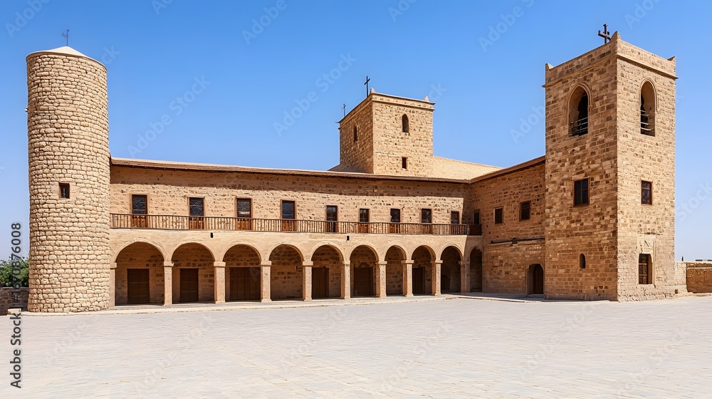 Fototapeta premium Ancient Monastery Courtyard Architectural Photography