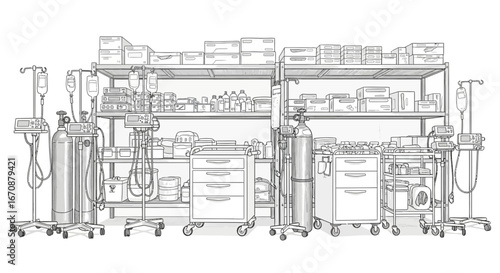 Medical Equipment and Supply Storage in a Hospital or Healthcare Facility