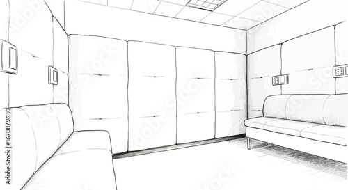 Padded Room Illustration Exploring Concepts of Mental Health and Isolation
