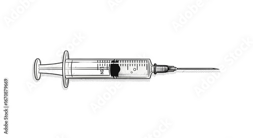 Single Syringe Illustration for Medical or Scientific Visualization Projects