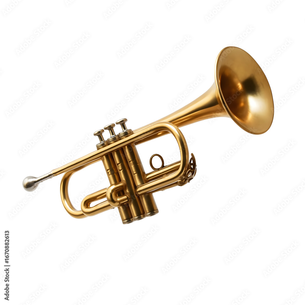 Naklejka premium Brass Trumpet Musical Instrument Isolated on White Background