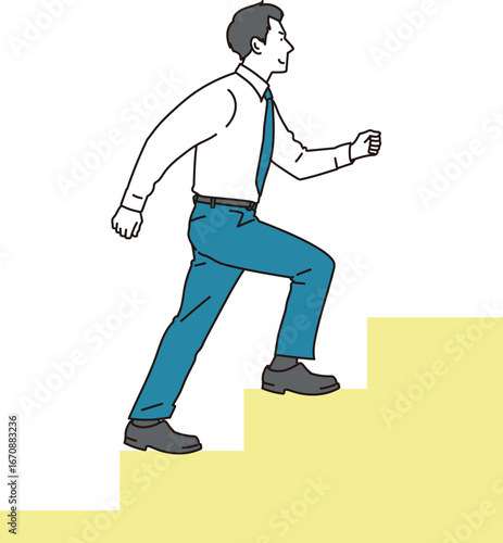 ステップアップするイメージのビジネスマンのイラスト素材